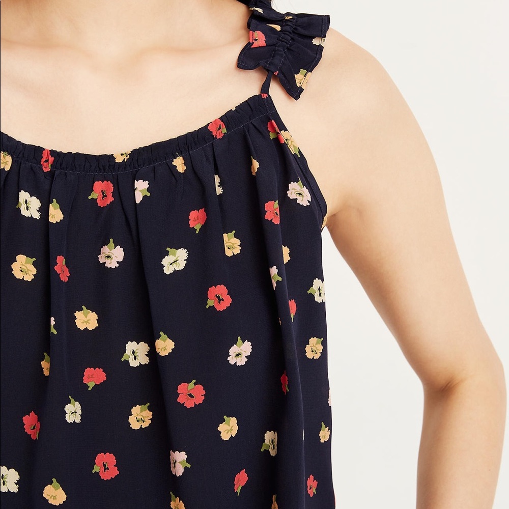 Madewell 100% silk navy floral top blouse - Picture 5 of 13